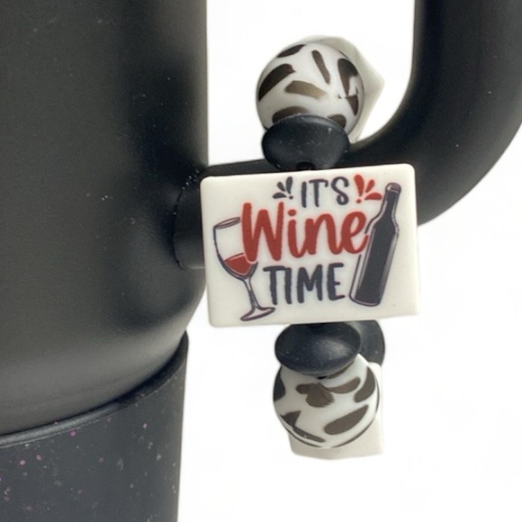 “It’s Wine 🍷 Time” Tumbler Handle Cup Charm - Picture 1 of 7